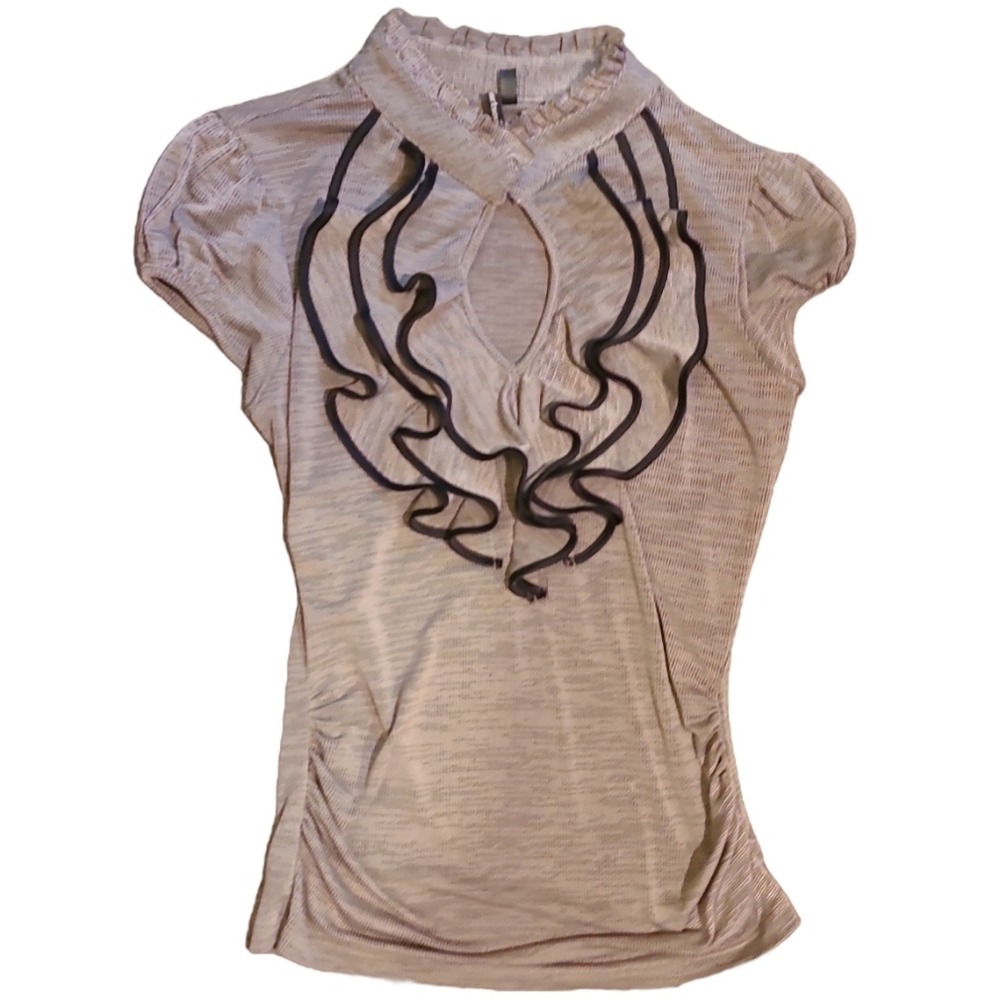 Cap-Sleeved, Peekaboo- Keyhole and Ruffles Top
